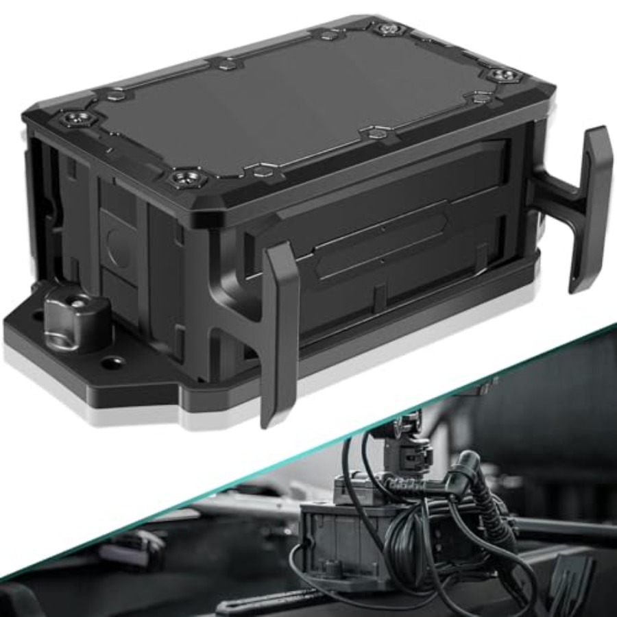 Fish Finder Mount - กล่องแบตเตอรี่แบบติดตั้งบนรางสำหรับเครื่องหาปลา: พลาสติก ABS สีดำ ใช้ได้กับแบตเตอรี่ 2V