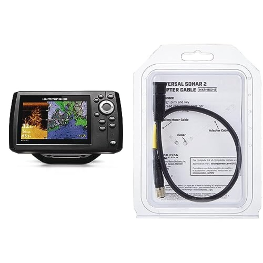 Fish Finder Gps - เครื่องหาปลา Helix 5 และชุดอุปกรณ์เสริมสำหรับตกปลาในน้ำจืด ตัวเครื่องทำจากพลาสติกแข็งแรง สีดำ