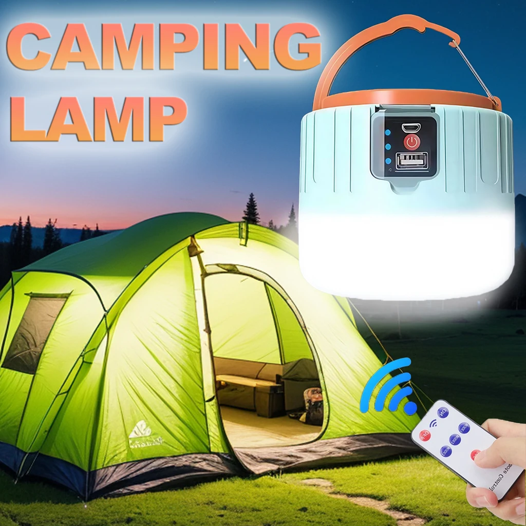 Fishing Light - โคมไฟตั้งแคมป์พลังงานแสงอาทิตย์แบบชาร์จไฟได้ LED แบบพกพาพร้อมรีโมท, ไฟฉายพาวเวอร์แบงค์ โคมไฟฉุกเฉินกลางแจ้งสำหรับตกปลา บาร์บีคิว