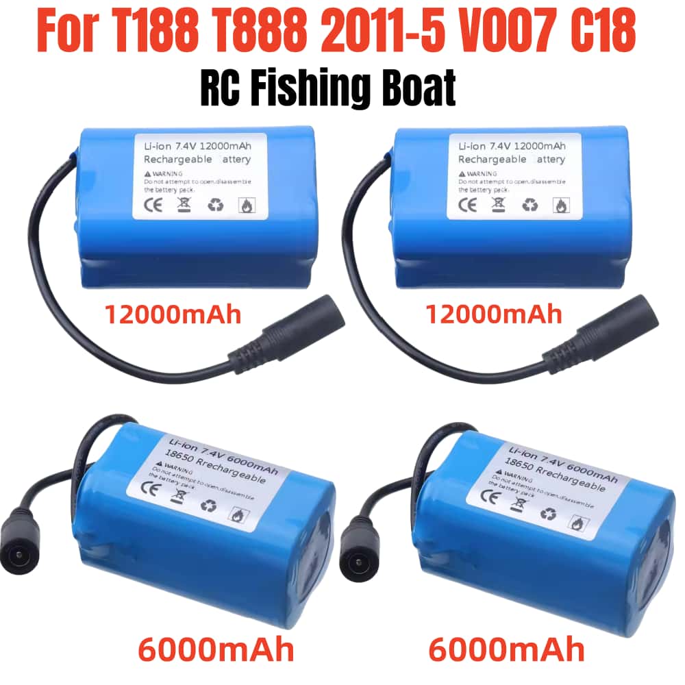 Fish Finder Charger - 7.4V 12000mAh แบตเตอรี่ทดแทนพร้อมเครื่องชาร์จ USB สำหรับ T188