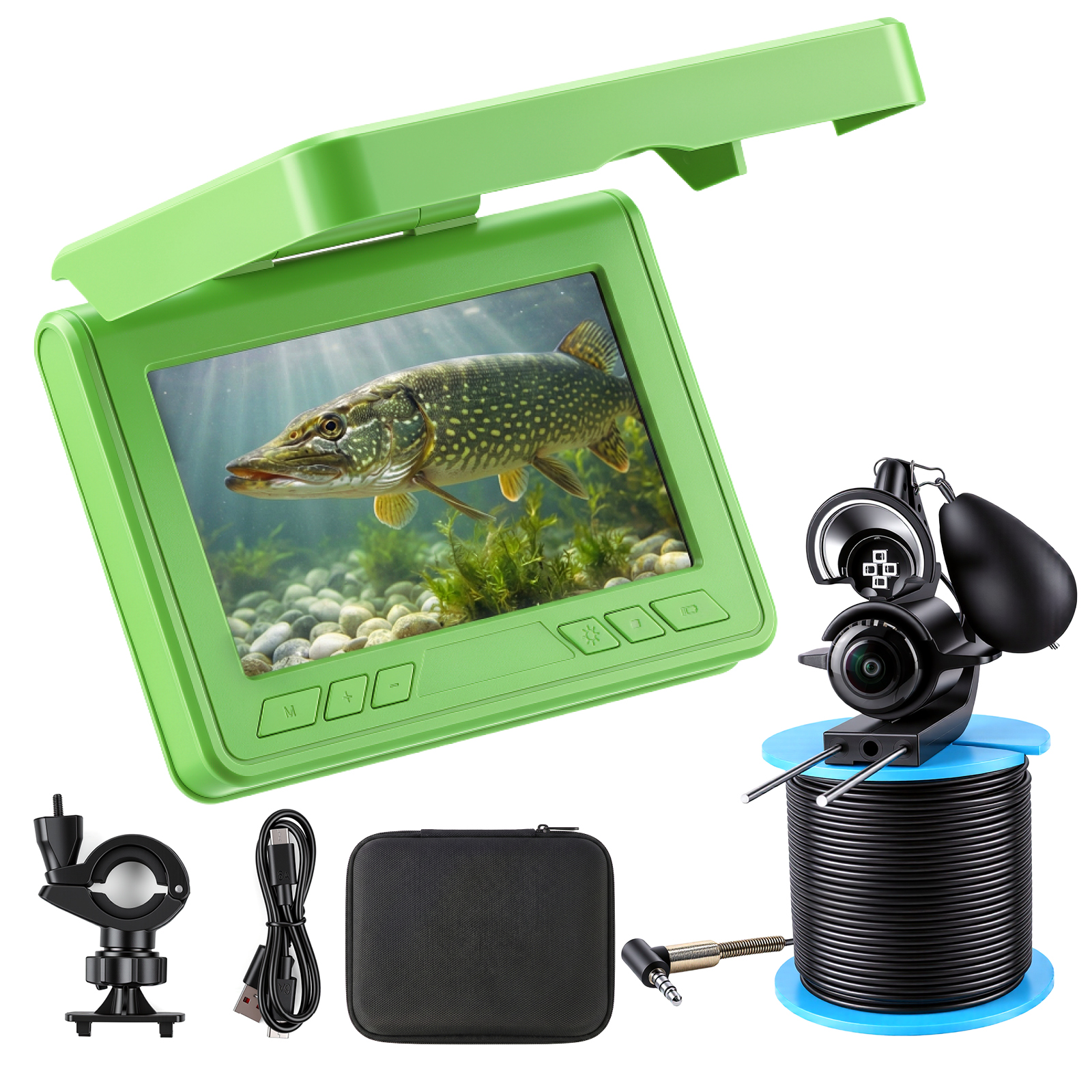 Fish Finder Portable - กล้องมองใต้น้ำแบบพกพาพร้อมจอ LCD 4.3 นิ้ว ความละเอียดสูง กล้องตกปลา