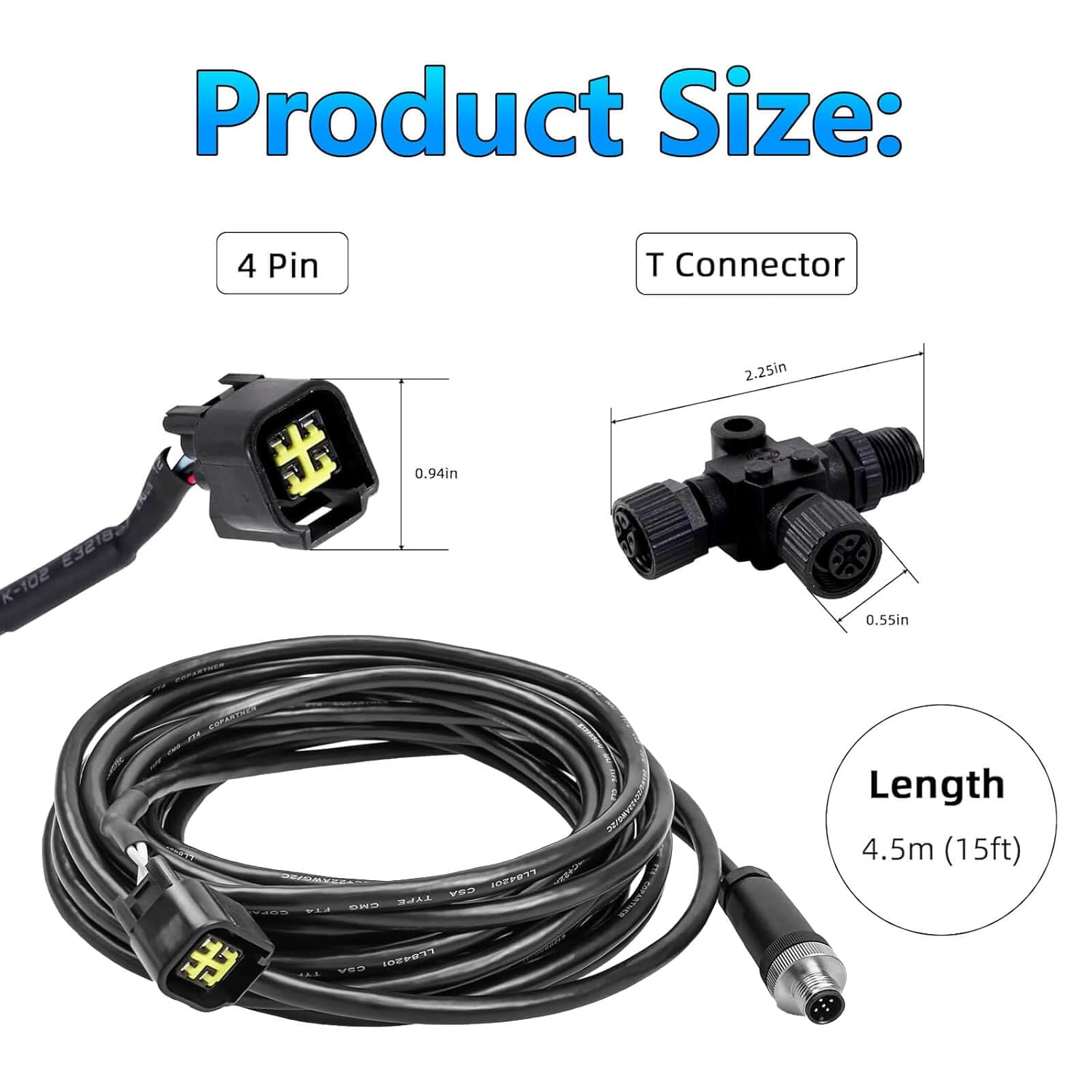 Fish Finder Cable - สายเชื่อมต่ออินเทอร์เฟซเครื่องยนต์ NMEA2000 พร้อมขั้วต่อแบบ T สำหรับเครื่องยนต์เรือยามาฮ่า ปี
