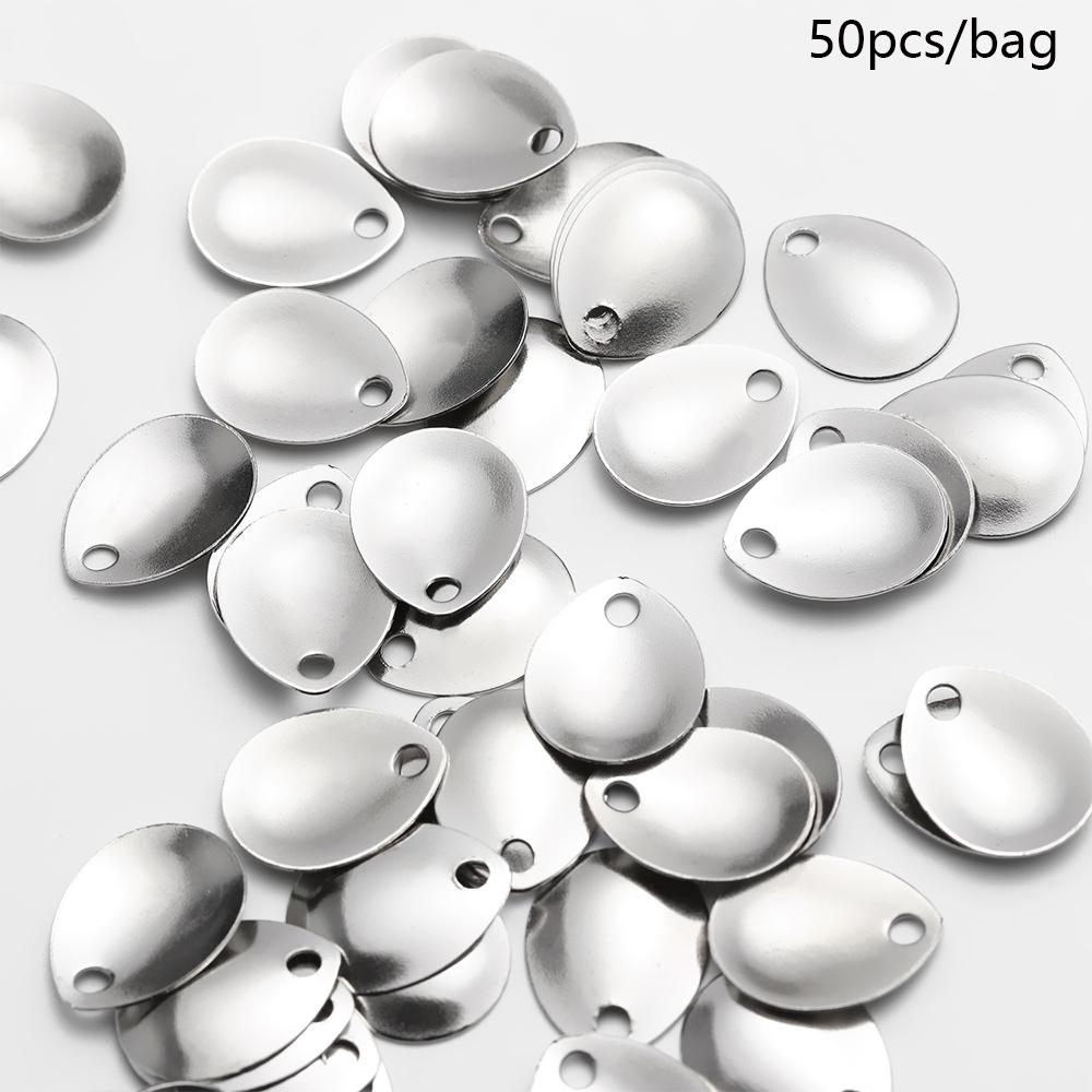 Bite Alarm - เครื่องจับปลาเลื่อมสีเงินแบบเรียบจำนวน50ชิ้นช้อนโลหะเหยื่อล่อแบบใบมีดสั่นอุปกรณ์ตกปลาแบบหมุนได้