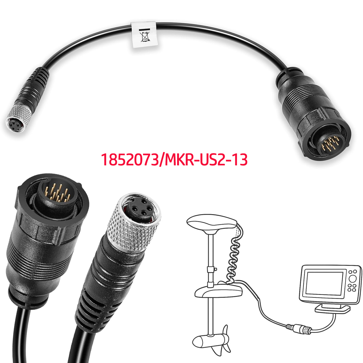 Fish Finder Cable - สำหรับ Minn Kota MKR-US2-13 สายอะแดปเตอร์โซนาร์ 2
