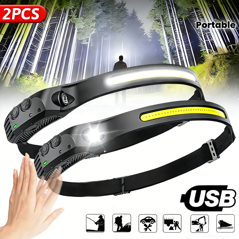 Fish Finder Battery - ไฟหน้าแบบเซ็นเซอร์ LED แบตเตอรี่ในตัว ชาร์จ USB ได้
