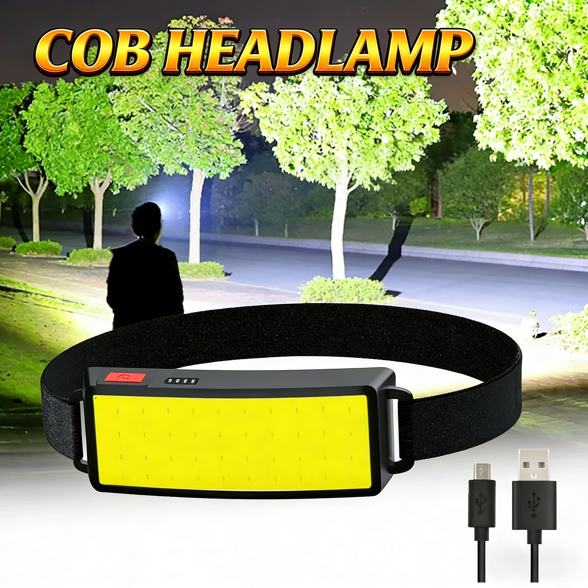 Fish Finder Battery - COB ไฟหน้า LED แบบพกพา ไฟหน้าสำหรับใช้งานกลางแจ้ง แบตเตอรี่ในตัว