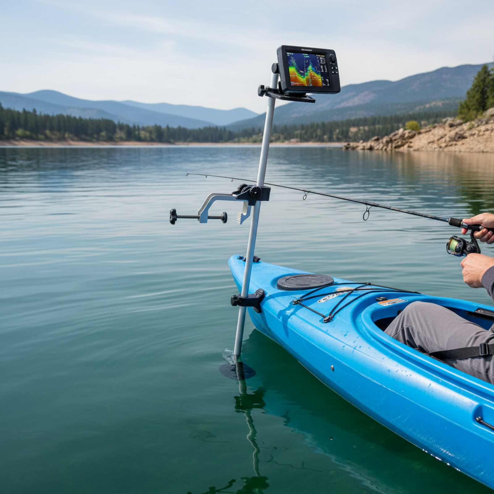 Fish Finder Mount - อุปกรณ์ยึดเครื่องหาปลาสำหรับเรือคายัค อุปกรณ์ปรับความสูงได้อเนกประสงค์ ประสิทธิภาพสูง ติดตั้งง่าย อะไหล่ซ่อม อลูมิเนียมอัลลอย