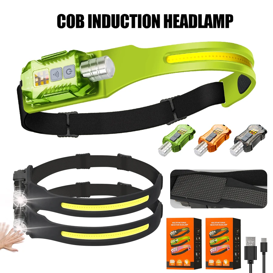 Fishing Light - ไฟฉายคาดศีรษะ LED อันทรงพลังแบบพกพาแบบชาร์จไฟได้พร้อมหางแม่เหล็ก 9 โหมดแสงสว่างสำหรับตั้งแคมป์กลางแจ้งโคมไฟตกปลา