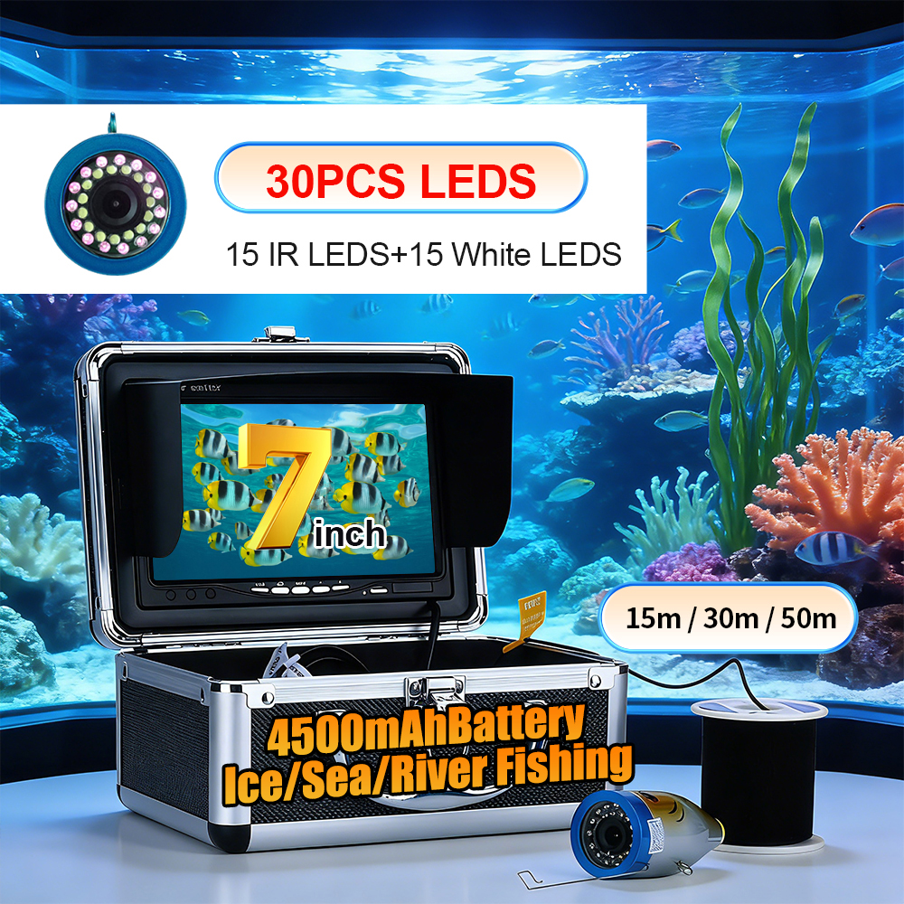 Fish Finder Battery - กล้องตกปลาใต้น้ำ - จอแสดงผล 7 นิ้ว ค้นหาปลาได้