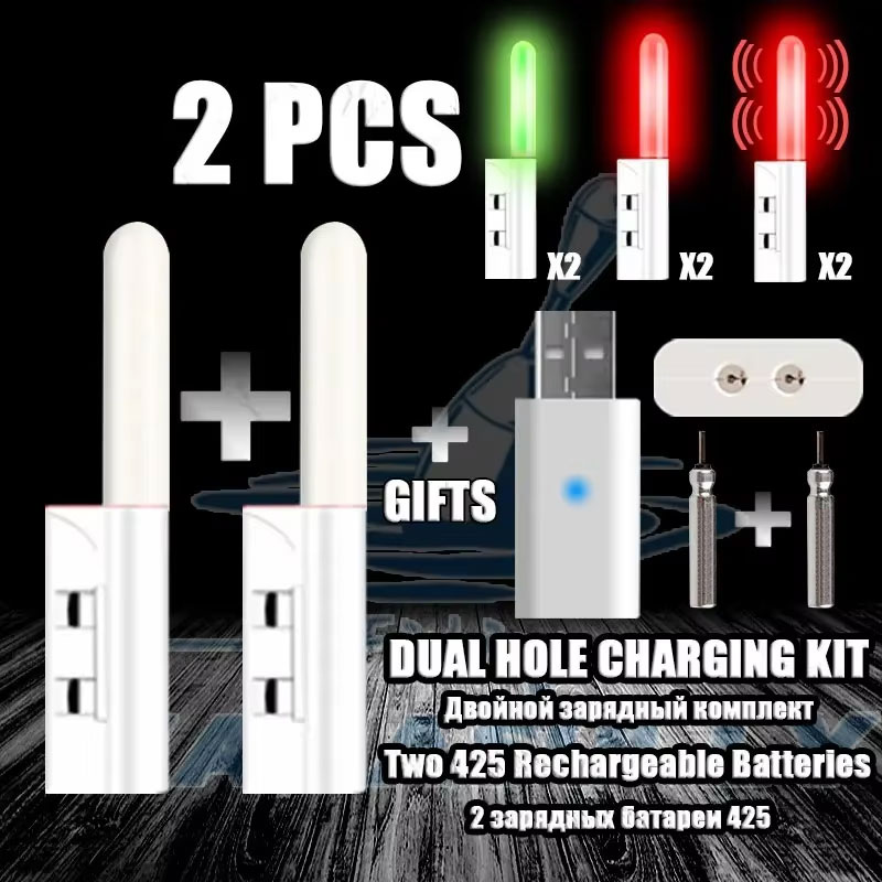 Fish Finder Battery - ไฟตกปลา LED 2 ชิ้น พร้อมแบตเตอรี่แบบชาร์จได้ CR425