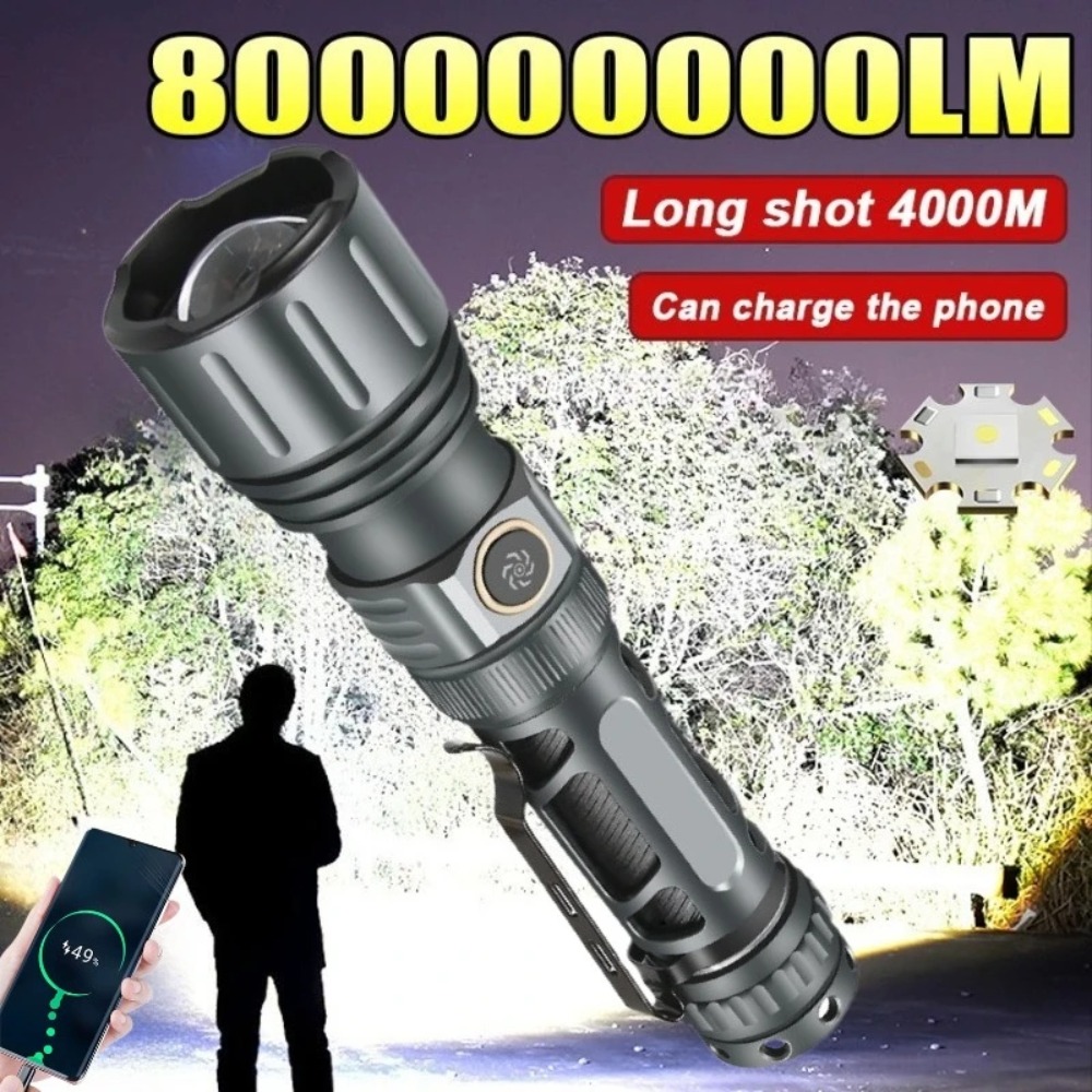 Fishing Light - ไฟฉายซุปเปอร์ไบรท์แบบพกพา ชาร์จไฟได้ หลอดไฟ LED สำหรับยุทธวิธี แคมป์ปิ้ง