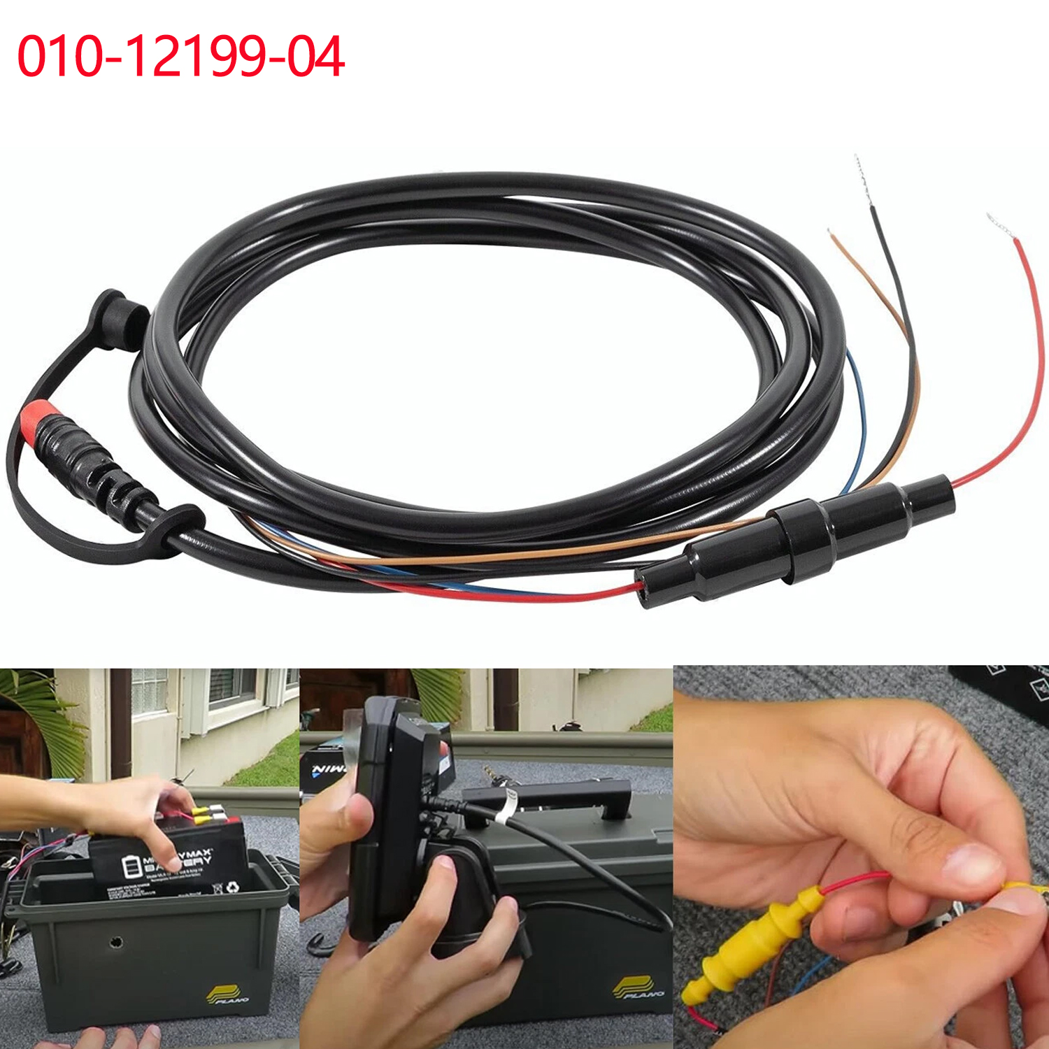 Fish Finder Cable - 010-12199-04 Power/สายเคเบิลข้อมูลอะแดปเตอร์เชื่อมต่ออย่างรวดเร็ว 4-Pin 4Xdv สําหรับ Echo,Striker