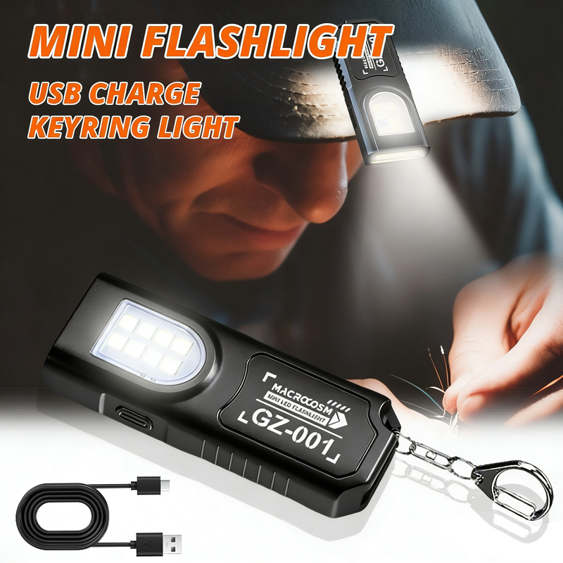 Fishing Light - ไฟฉายพวงกุญแจ LED แบบชาร์จไฟได้ 550LM ไฟฉายพกพาขนาดเล็ก ไฟฉายพกพา