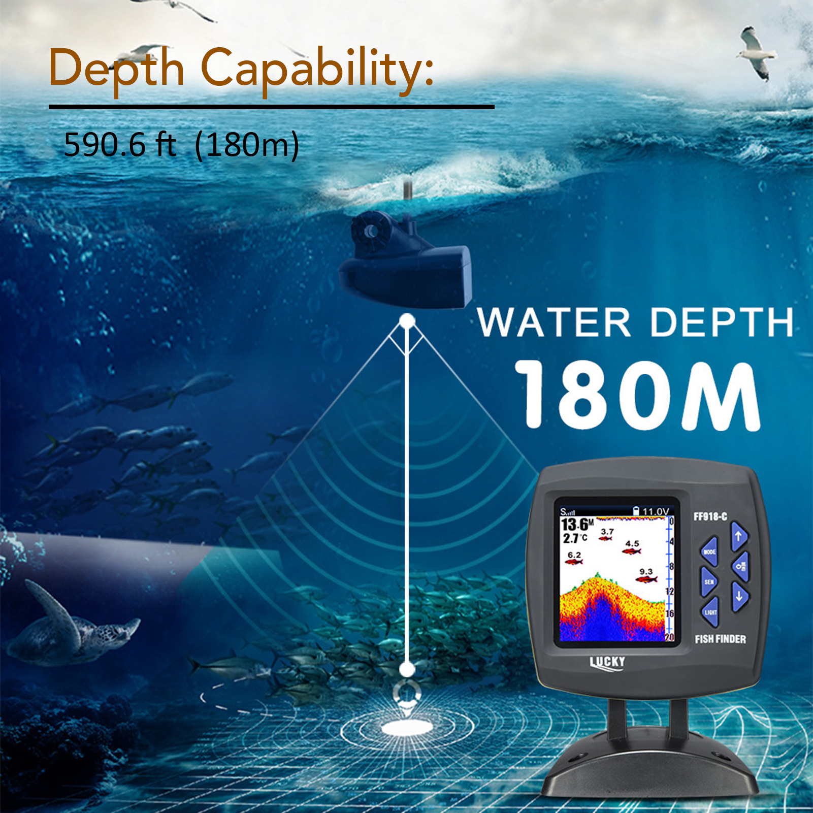 เครื่องแปลงสัญญาณเหยื่อล่อปลาแ - Fish Finder Transducer บทวิจารณ์และราคา