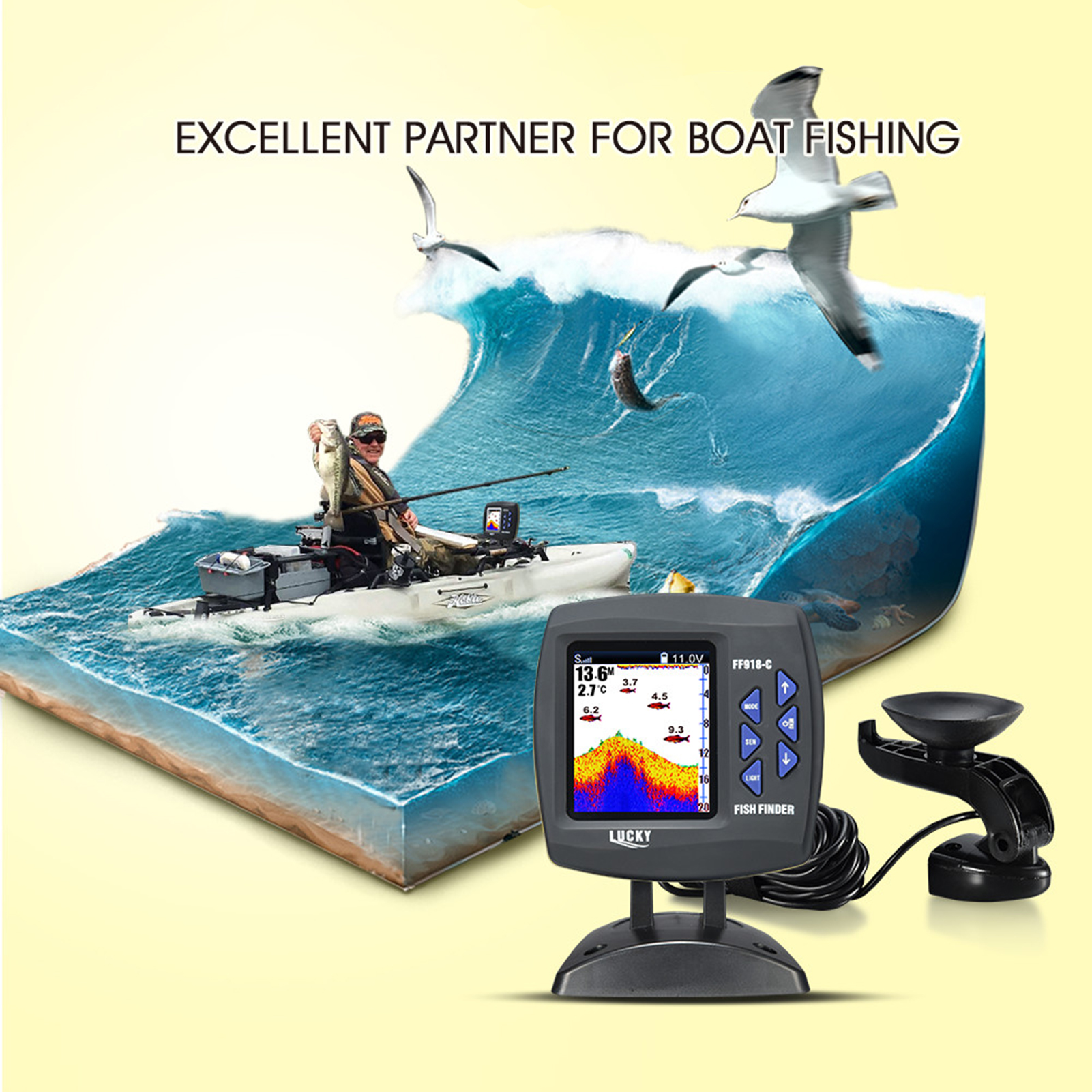 เครื่องแปลงสัญญาณเหยื่อล่อปลาแ - Fish Finder Transducer บทวิจารณ์และราคา