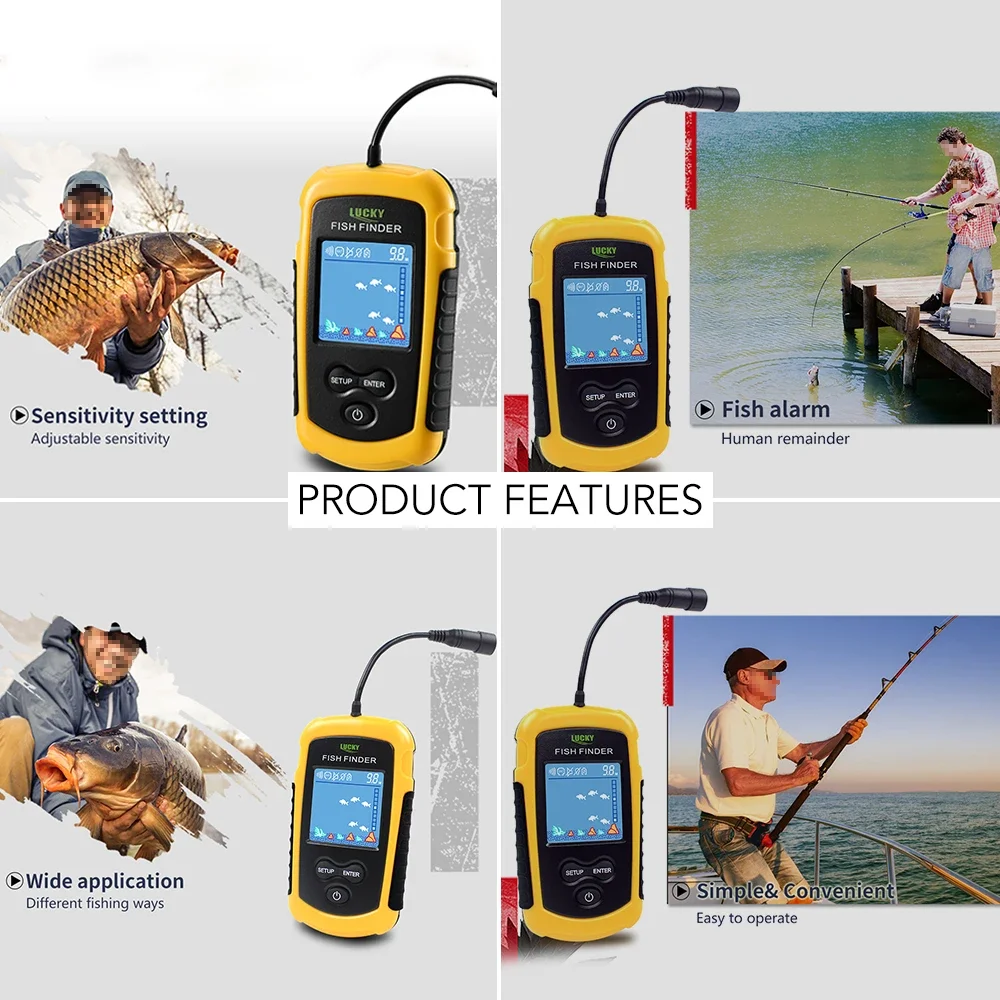 Lucky หน้าจอสี LCD แบบพกพา Fis - Fish Finder Transducer บทวิจารณ์และราคา