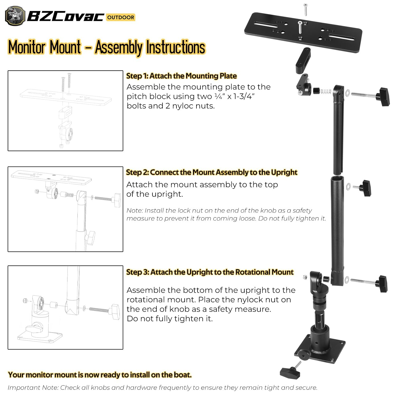 ขายึดจอภาพอะลูมิเนียมชุบอโนไดซ - Fish Finder Mount บทวิจารณ์และราคา