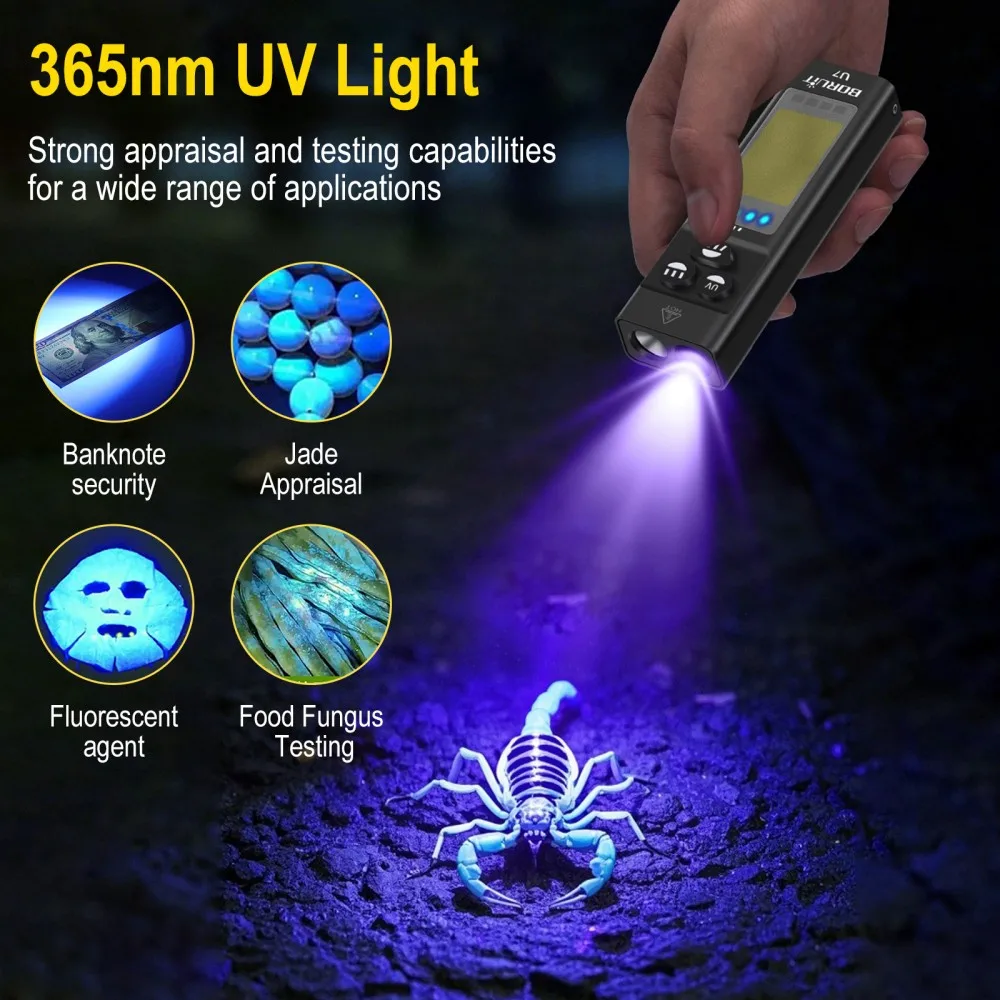 ไฟฉาย BORUiT U7 UV LED EDC 110 - Fishing Light บทวิจารณ์และราคา