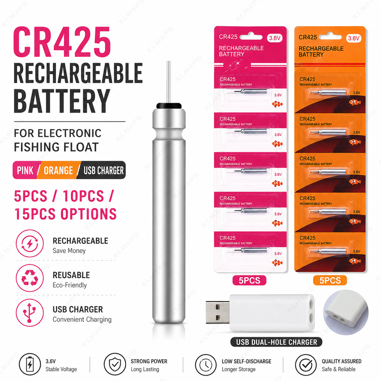 แบตเตอรี่แบบชาร์จไฟได้ CR425 ส - Fish Finder Charger บทวิจารณ์และราคา