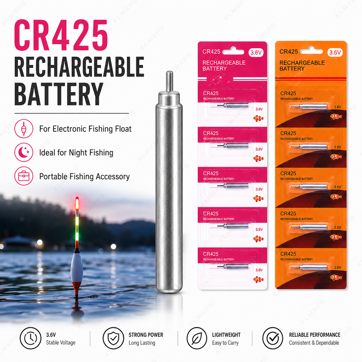 แบตเตอรี่แบบชาร์จไฟได้ CR425 ส - Fish Finder Charger บทวิจารณ์และราคา