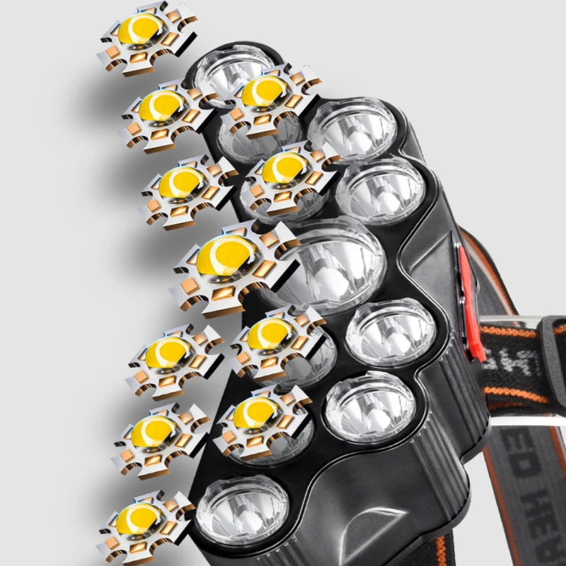 11 LED ไฟหน้าแบบแรงสูงโคมไฟหัว - Fish Finder Battery บทวิจารณ์และราคา