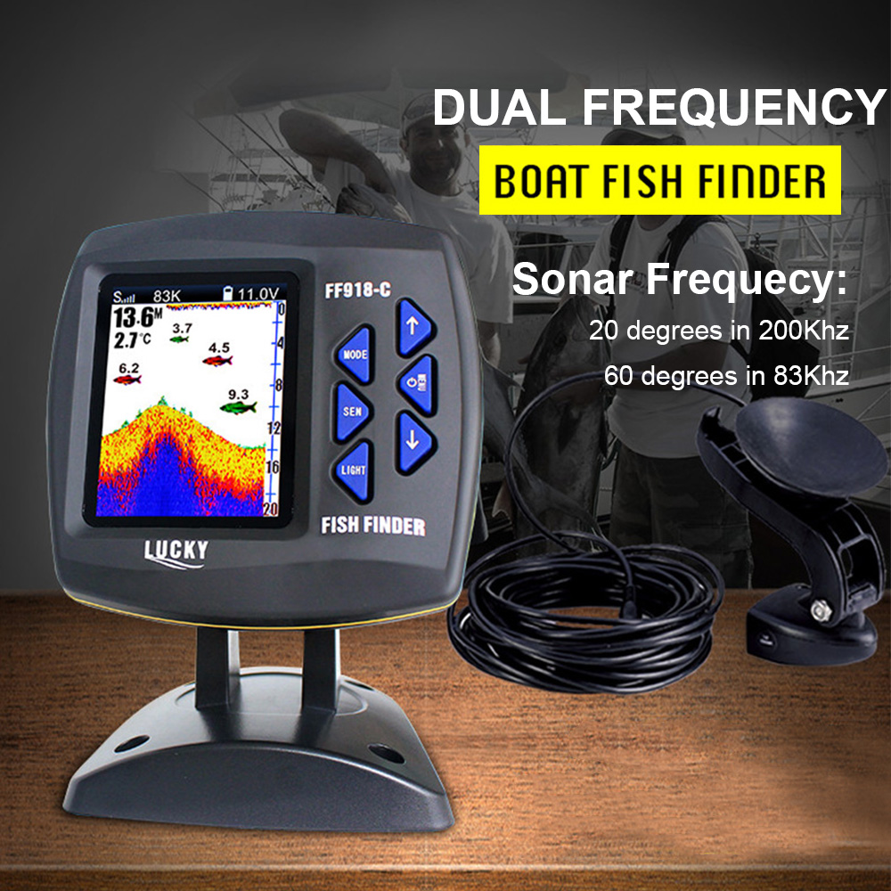 หน้าจอสี FF918-C100DS แบบมีสาย - Fishing Depth Finder บทวิจารณ์และราคา