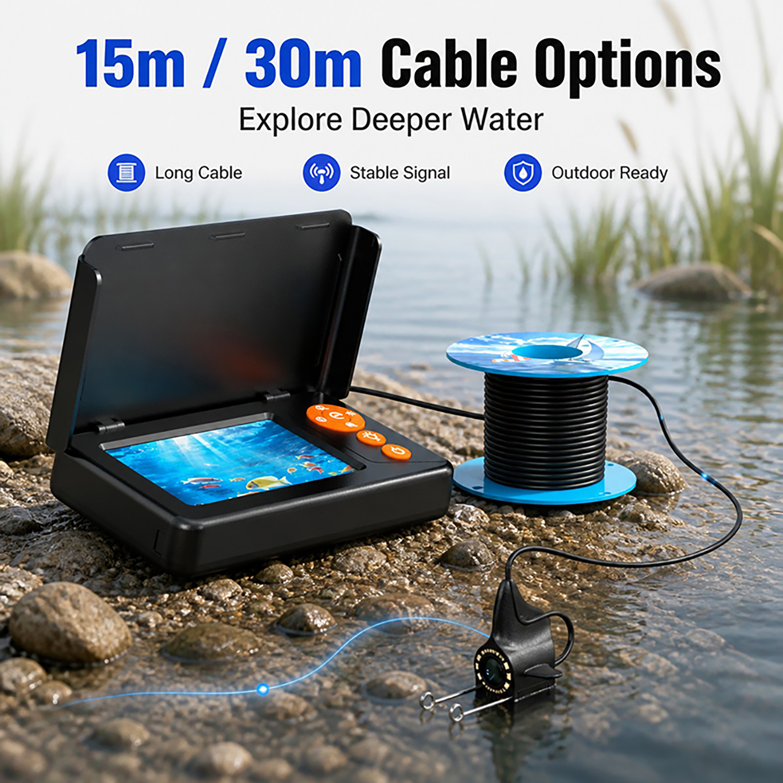 กล้องใต้น้ำ 1080P HD พร้อมจอแส - Fish Finder Portable บทวิจารณ์และราคา