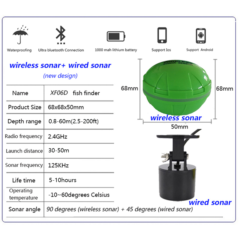 เครื่องหาปลาแบบพกพาไร้สายบลูทู - Fish Finder Portable บทวิจารณ์และราคา